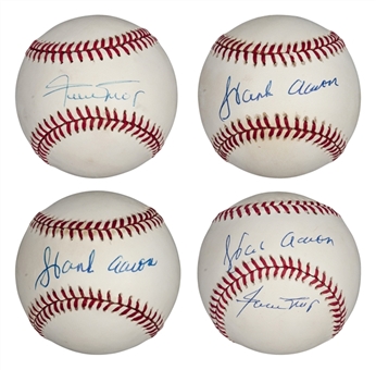 Lot of (4) Willie Mays and Hank Aaron Single Signed and Dual Signed Baseballs (JSA)